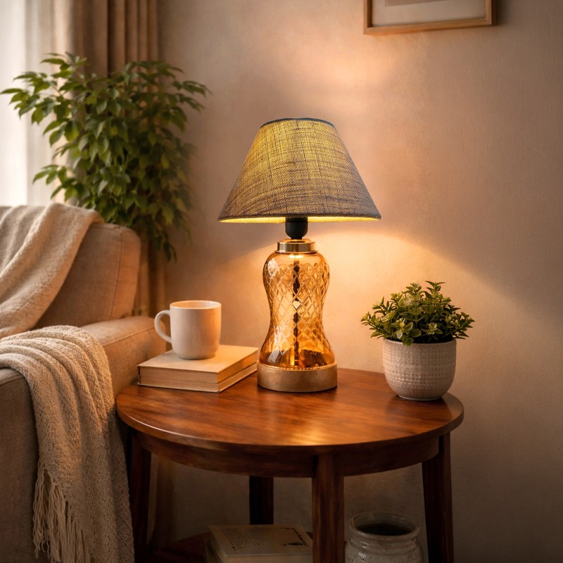 Corchorus Wooden Table Lamp - Beige