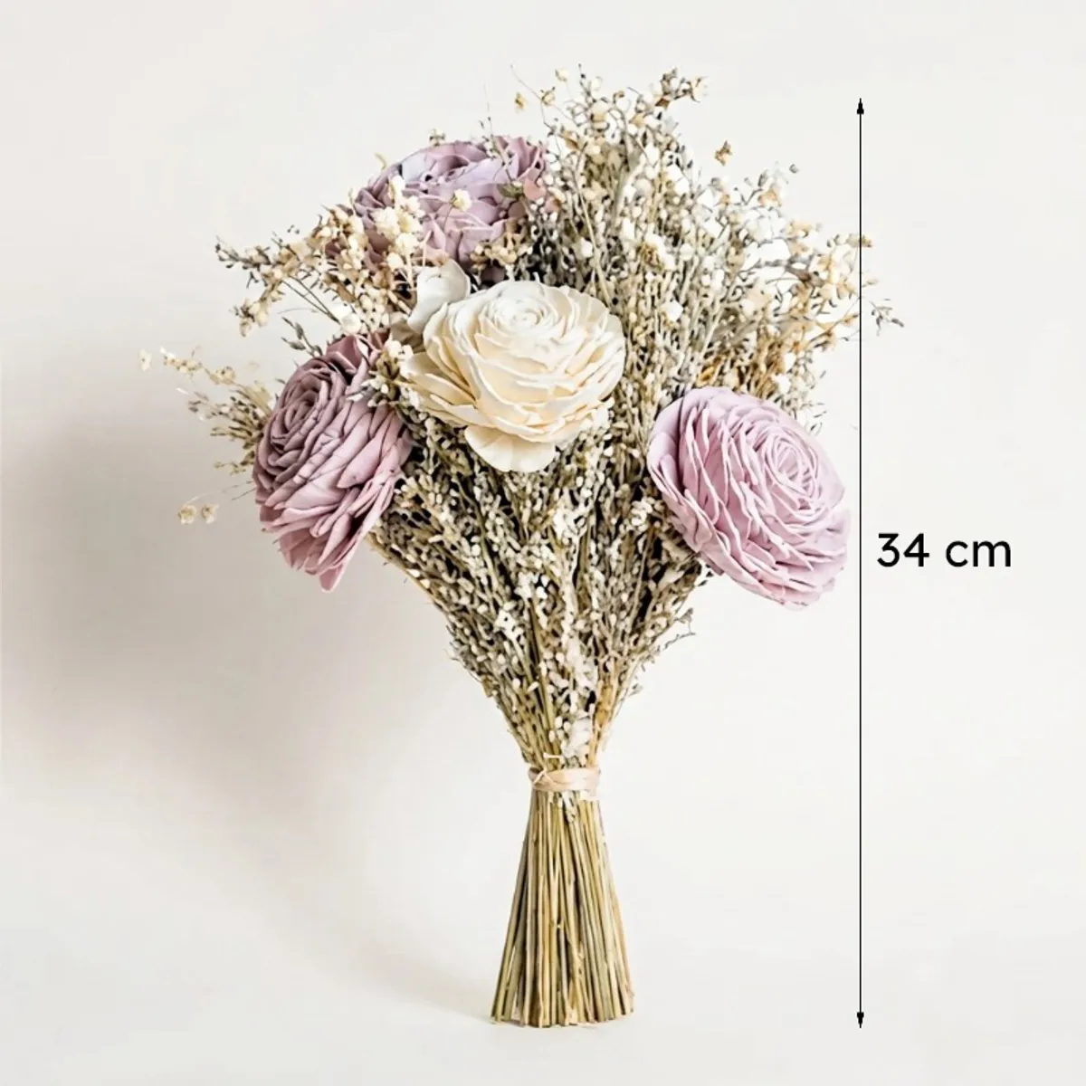 Lilac and off-white flower bunch shown against a plain background