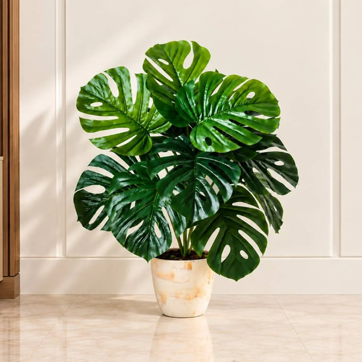 74 cm Faux Monstera Artificial Plant with Black Plastic Pot