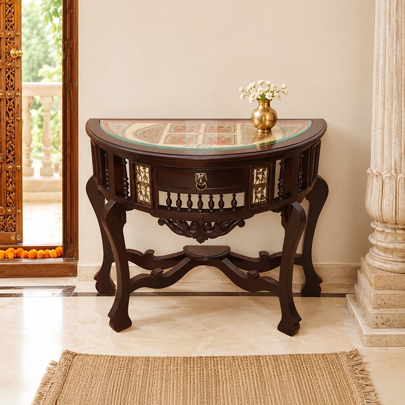 Awadh Teak Wood Console Table - Small