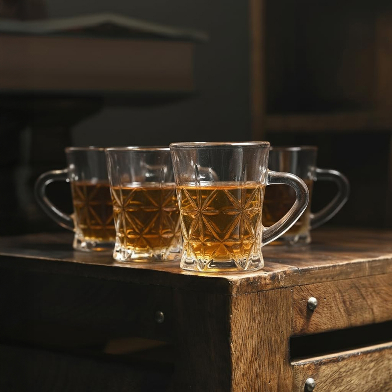 Infusia Glass Tea Cup (100 mL Each) - Set of Four