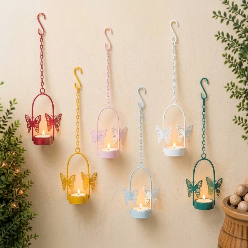 Flying Charm Tealight candle Holder (Multicolor) - Set of Six
