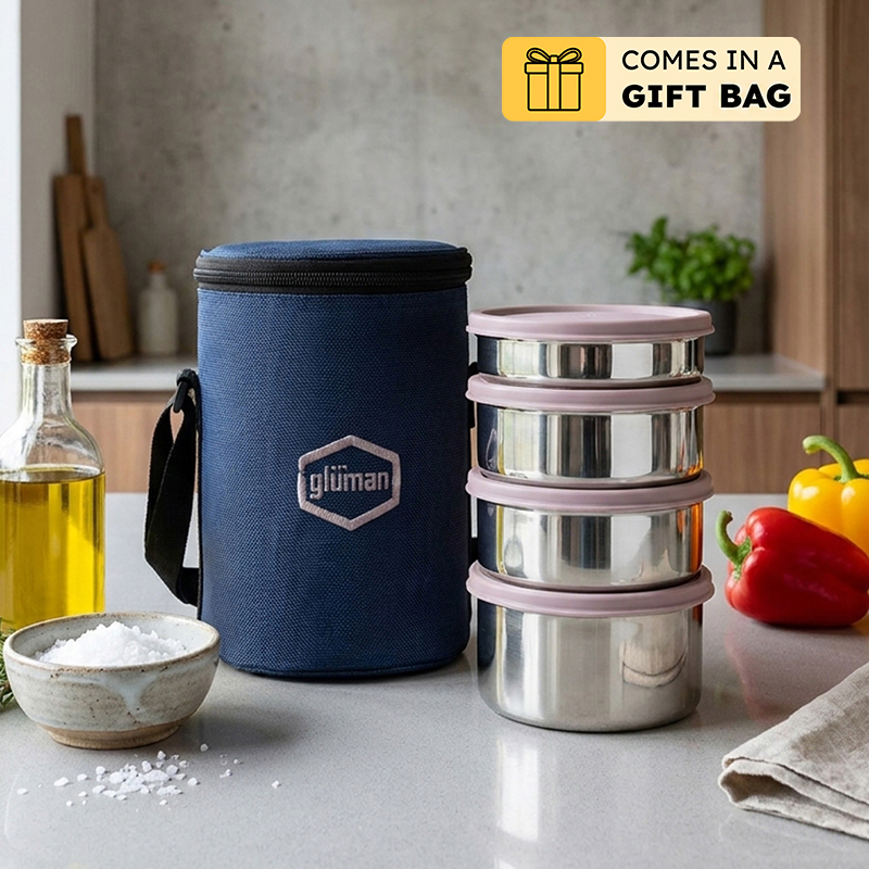 Darian Grey Lunch Box (500 ml/350 ml/200 ml) - Five Piece Set - Bundles