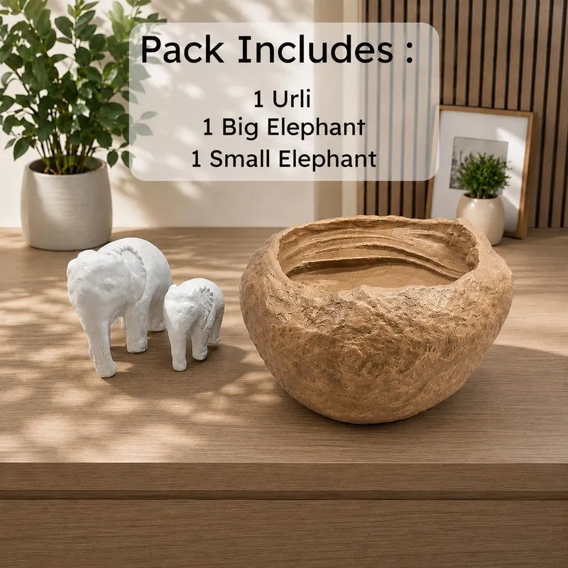 White Elephant Figurine Resin Urli media 4