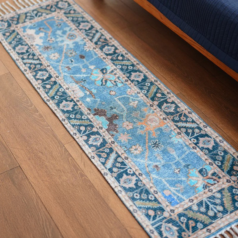 Aqua Garden Cotton Runner Rug - 2 x 5 ft