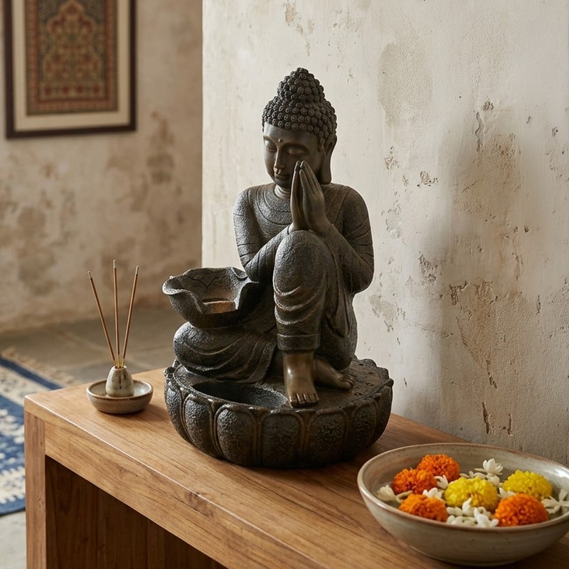 Serenity Buddha Water Fountain - Grey