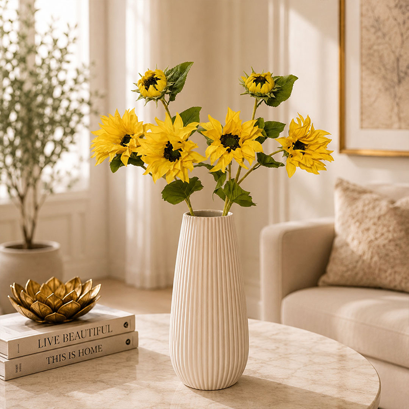 Garden Muse Sunflower Artificial Flower Stick (Yellow) - Set of Two