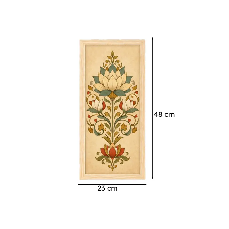 Single framed lotus wall art panel in rectangular format