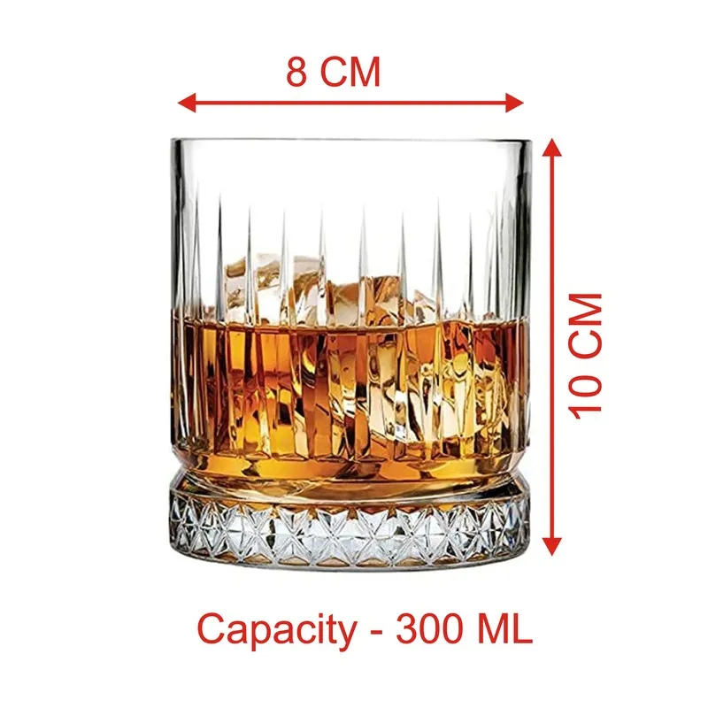 Single textured whiskey glass shown with capacity text in the image