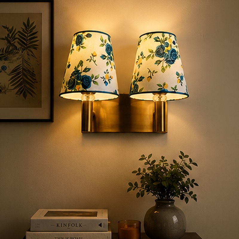 Elvarra Twin Cotton Wall Lamp - Blue