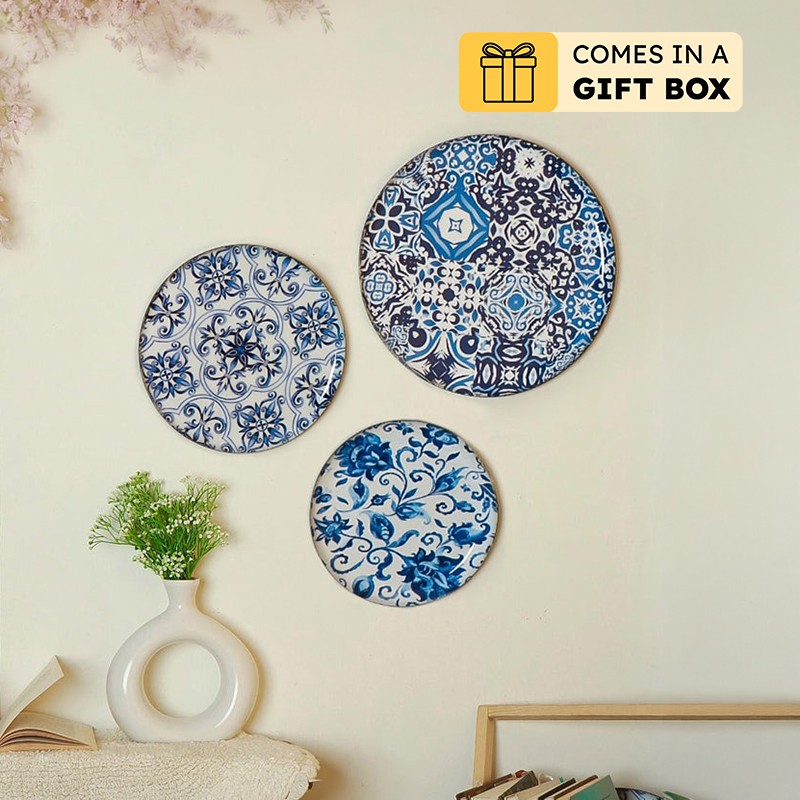 Whispers Of Blue Wall Plate - Set Of Three