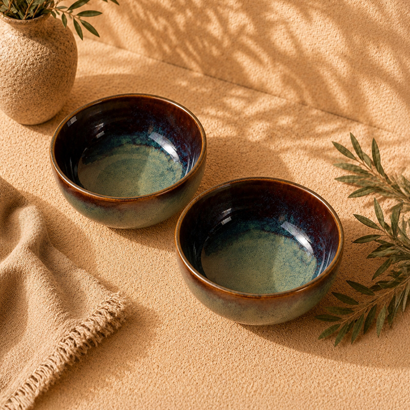 ServeEase Snack Bowl (Olive Green,400 mL Each) - Set Of Two - 400 ML