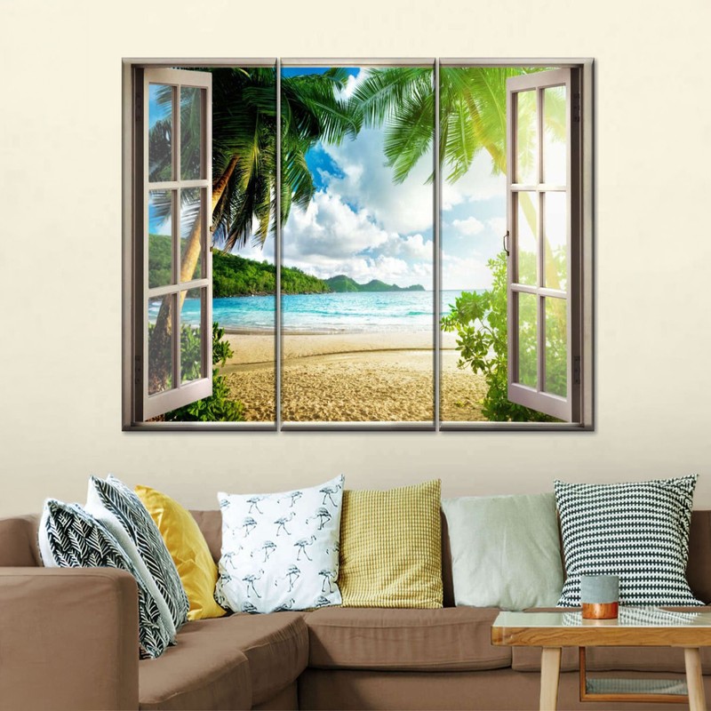 Tropical Window Canvas Wall Painting