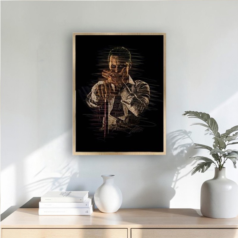 Pointing Figure Wall Painting With Frame