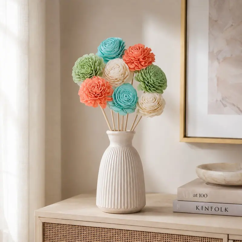 Candy Pastel Sola Wood Artificial Flower Sticks - Set of Eight