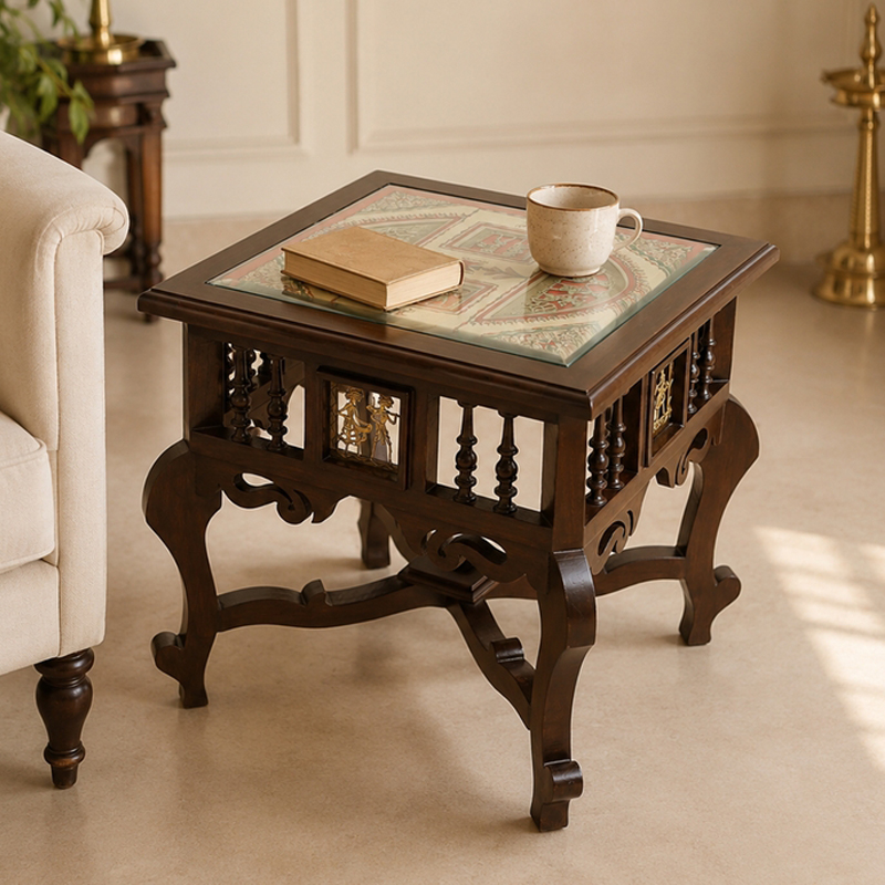 Munich II Teak Wood Side Table
