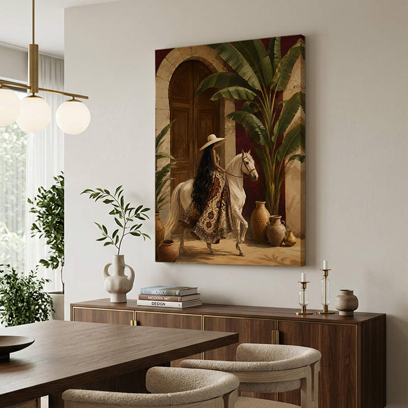 Rider at the Hacienda Gate Canvas Wall Painting - Small