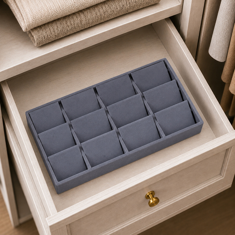 Graphite Grid MDF Jewelbox - Grey