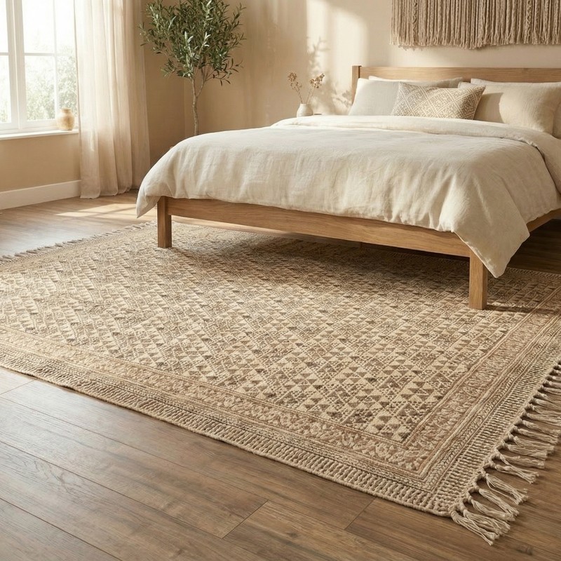 Sandy Loom Natural Cotton Rug - Brown - 5 x 3 ft