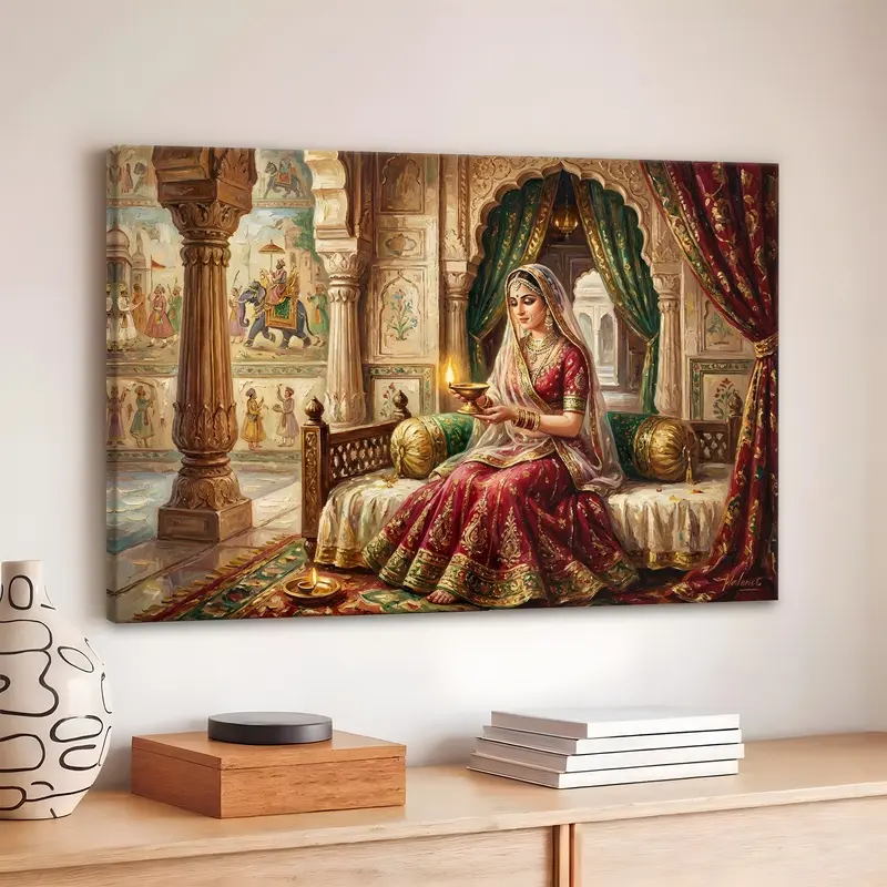 Rajput Princess Palace Chamber Canvas Wall Painting