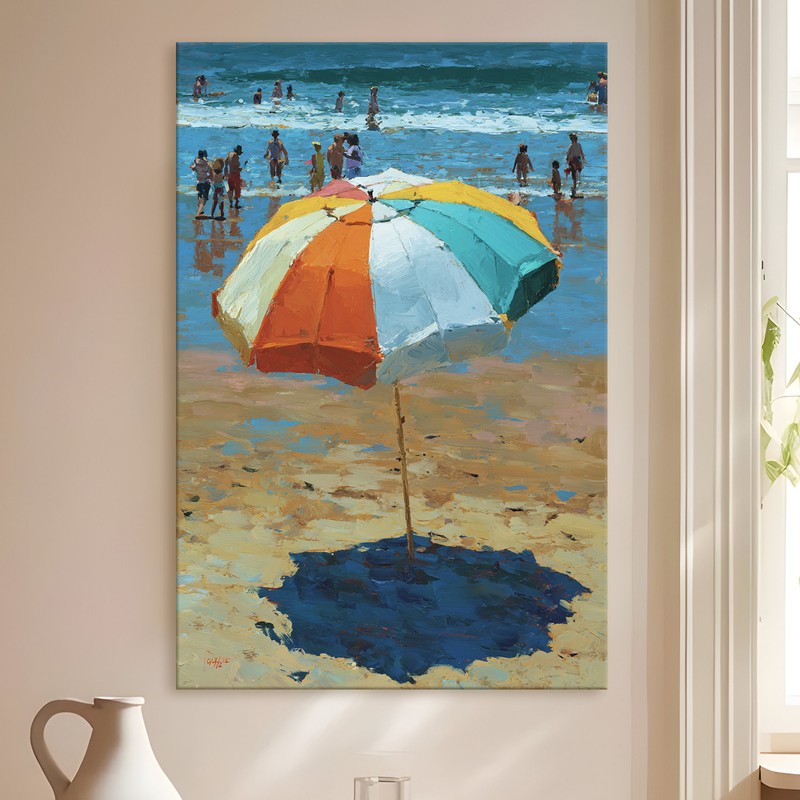 Beach Umbrella Gallery Wrapped Canvas Wall Painting