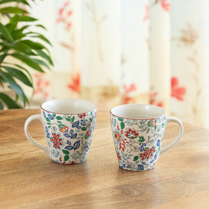 Spring Garden Ceramic Coffee Mugs (330 mL Each) - Set of Two