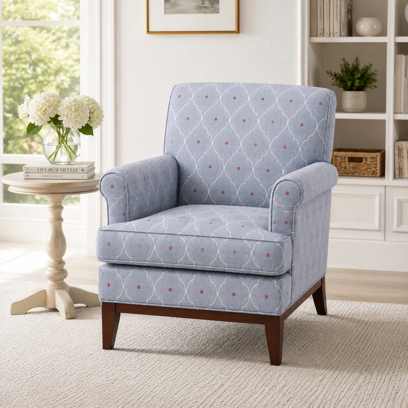 Alder Teak Wood & Faux Suede Lounge Chair