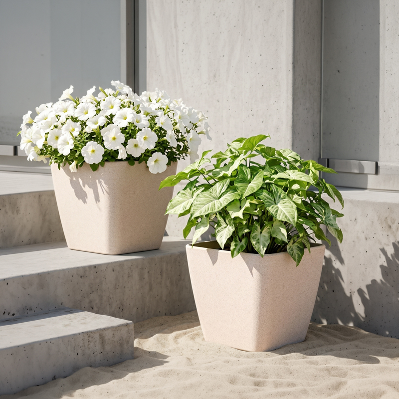 Palace Bloom Rice Husk Planter - Set of Two