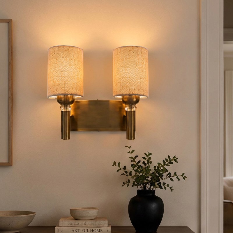 Aurelle Twin Jute Wall Lamp - Beige
