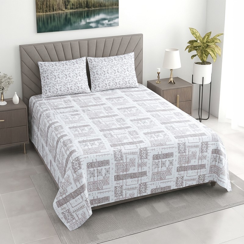 Linear Edge Cotton Bedsheet - 400 TC - King