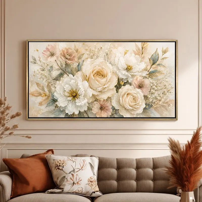 Romantic Rose Garden Bouquet Canvas Wall Painting