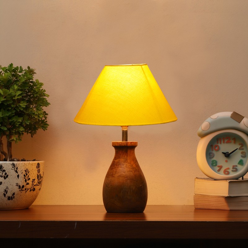 Pyrula Wooden Table Lamp - Yellow