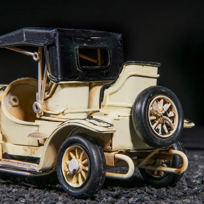 Rear side view of the vintage vehicle showpiece