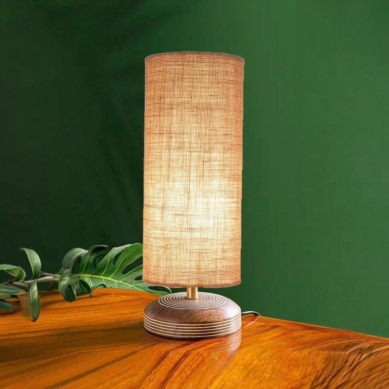 Savera Siera Fabric Table Lamp - Beige,Brown