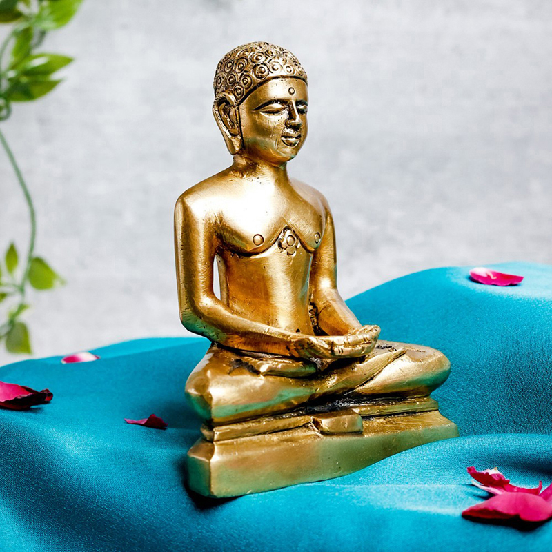 Meditating Mahaveera Brass Idol