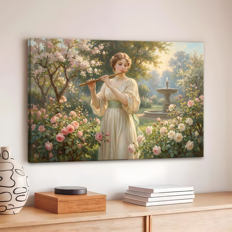 The Flute Serenade Canvas Wall Art - 380 GSM