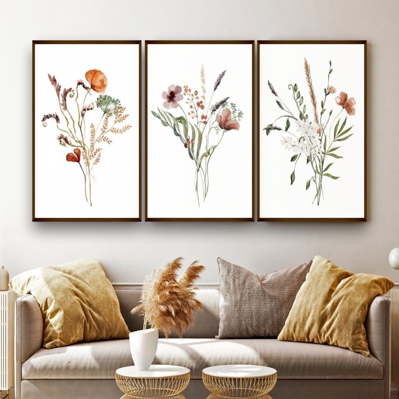 Cortaderia Canvas Wall Painting - Set of Three