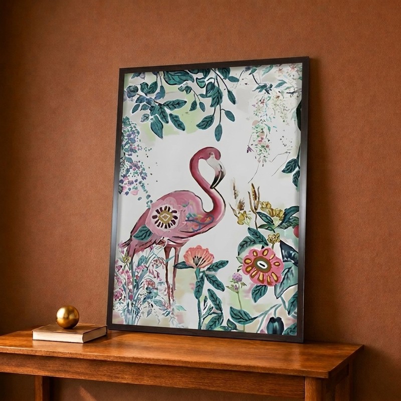 Botanical Flamingo Oasis Canvas Wall Painting
