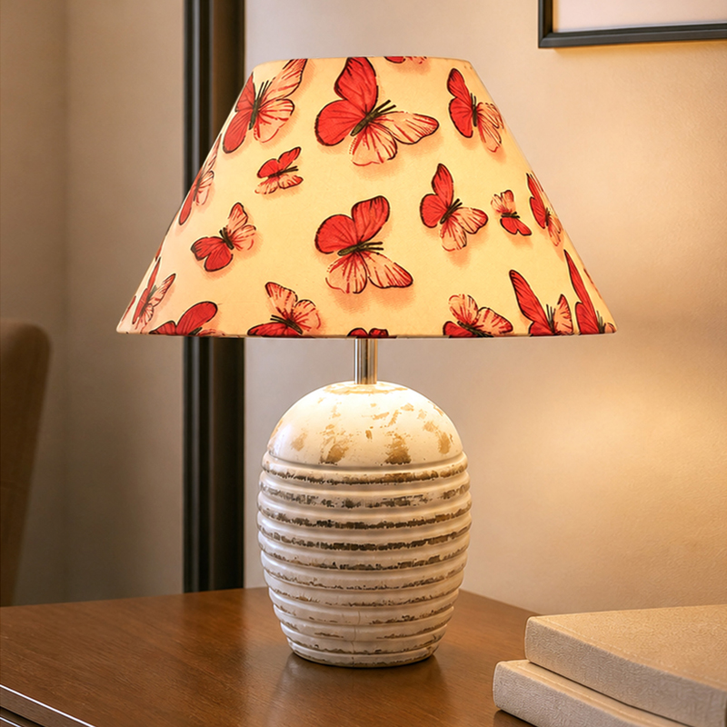 Monarch Relm Fabric Table Lamp - Orange,White