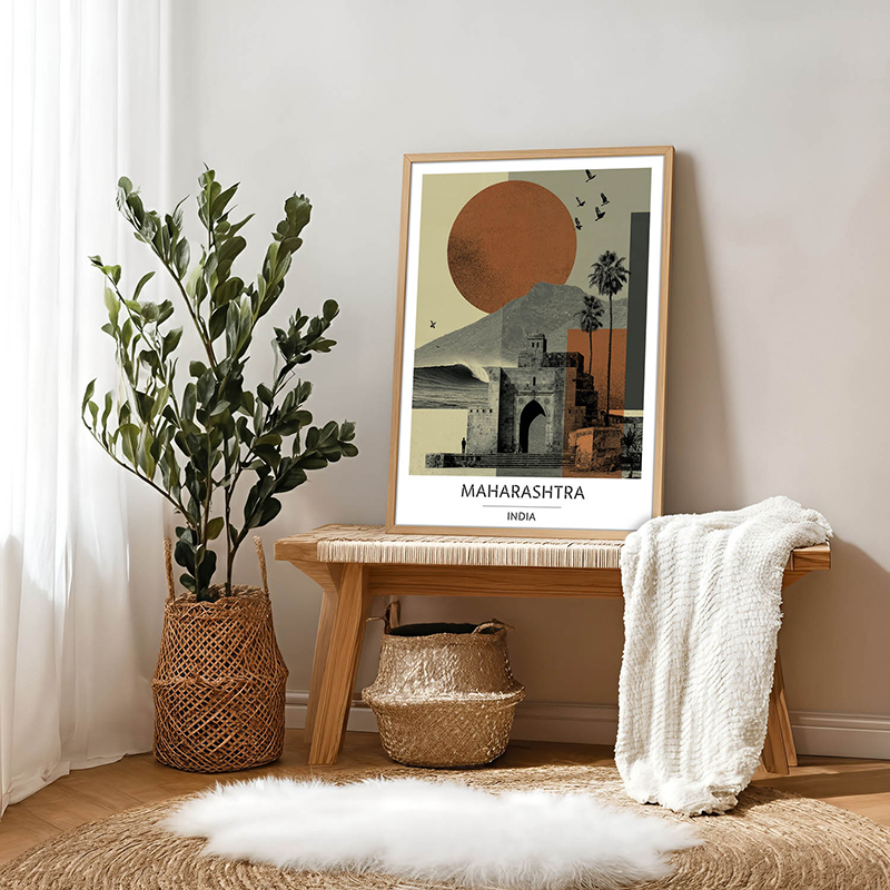 Gateway of Maharashtra Wall Art With Brown Frame - Small