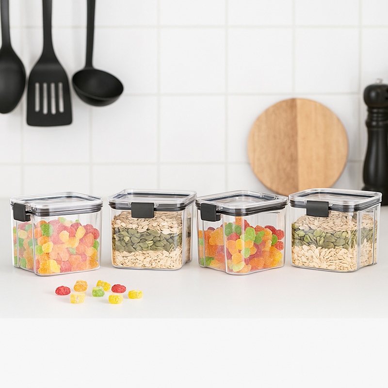 Grain Guard Clear PET Container (700 mL Each) - Set of Four - 700 mL