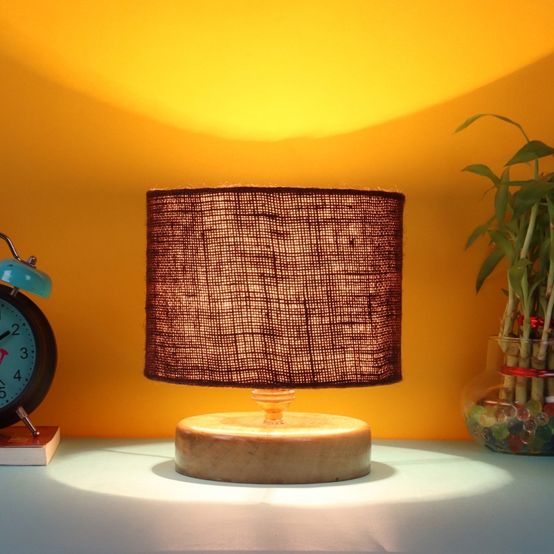 Verditer Wooden Table Lamp - Brown