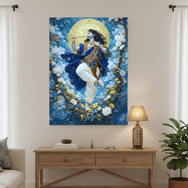Vrindavan Raas Canvas Wall Painting - Small
