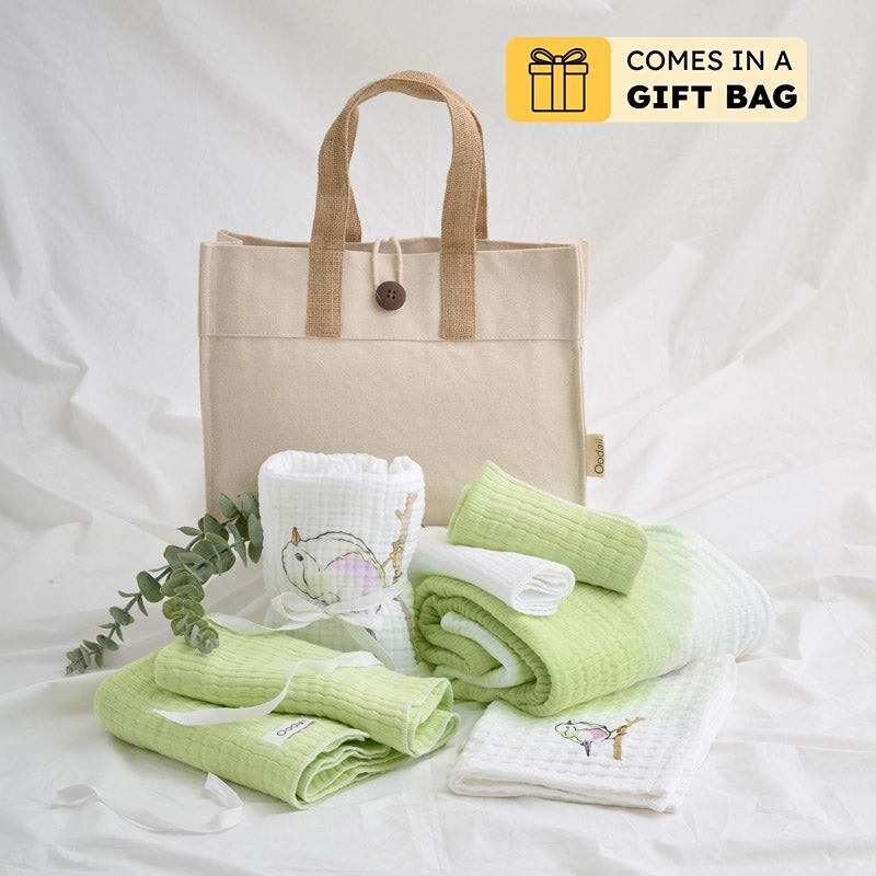Soft Green Towel Set & Tote Bag - Seven Piece Set - Bundles