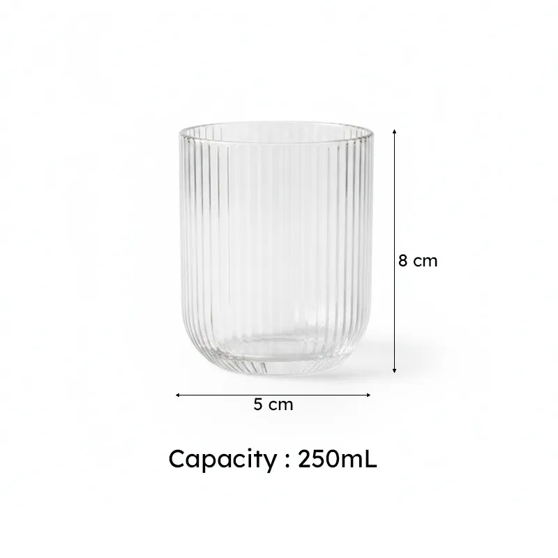 Single clear cylindrical glass shown front view