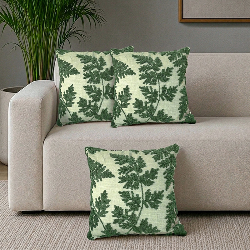 Fernweave Tufted Cotton Cushion Cover Set - Set Of Three