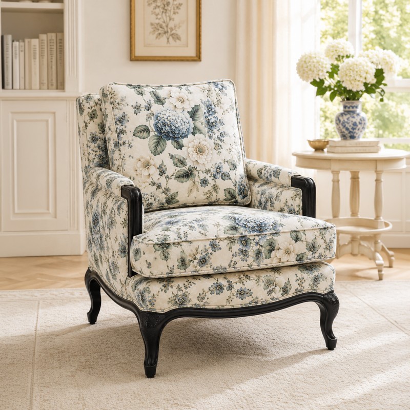 Verdure Teak Wood & Faux Suede Lounge Chair