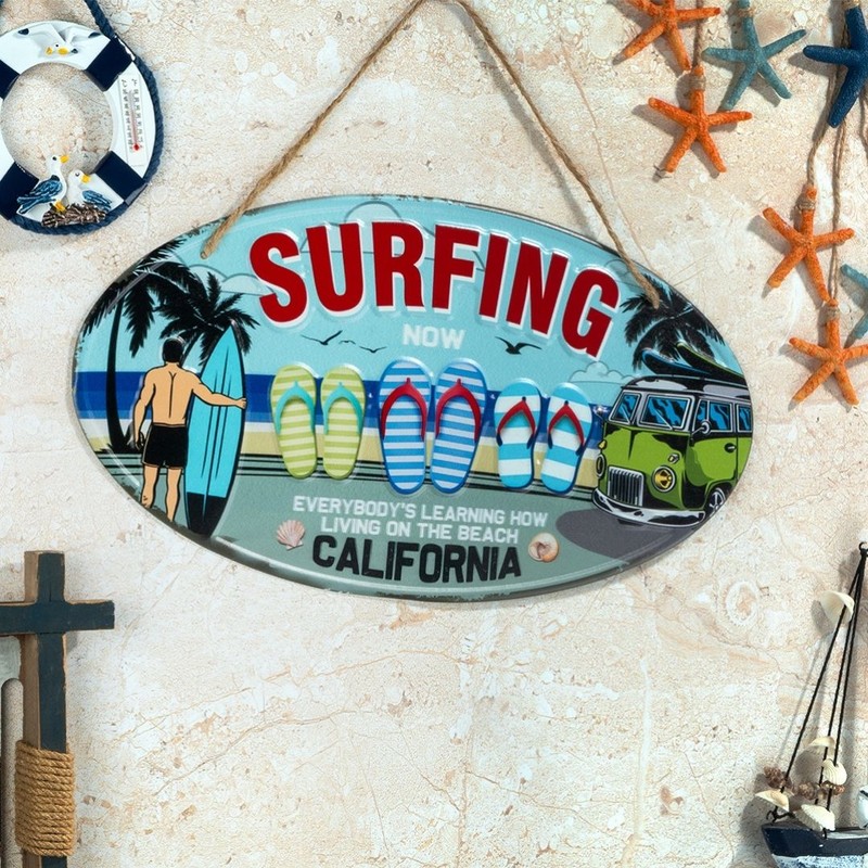 Surfing Beach Metal Wall Accent