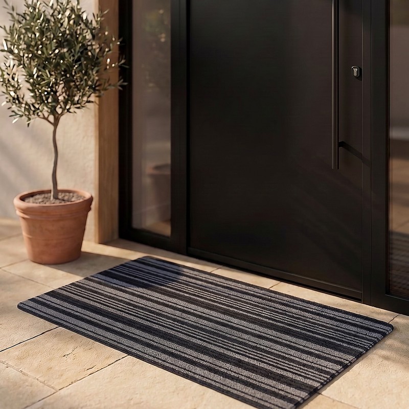 Linear Grey Anti Skid Door Mat - 40 x 60 cm