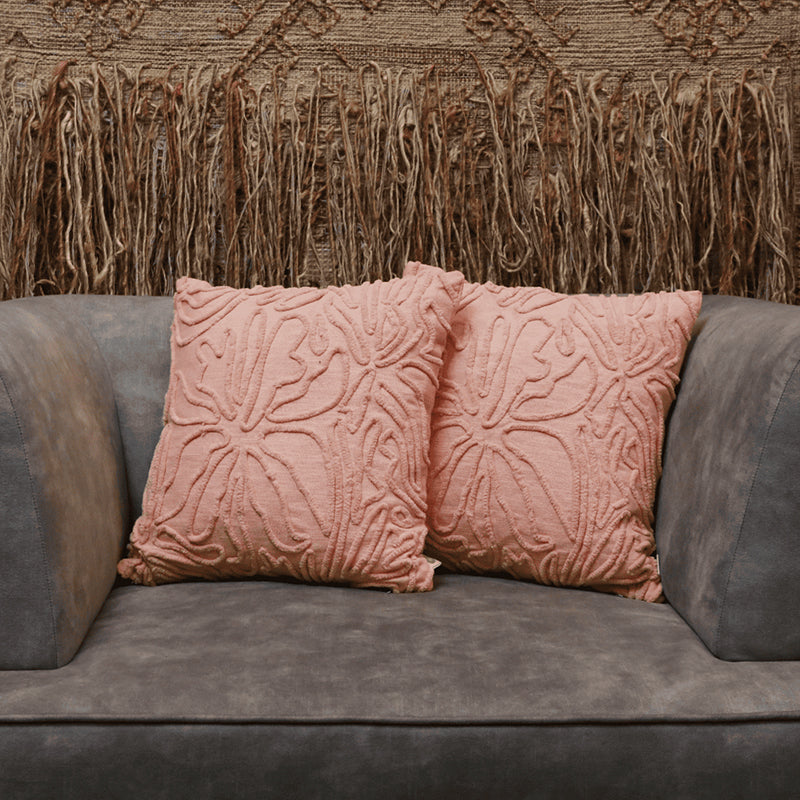 Plushie Petals Tufted Cushion Cover (Pale Pink) - Set Of Two - 18 x 18 Inches